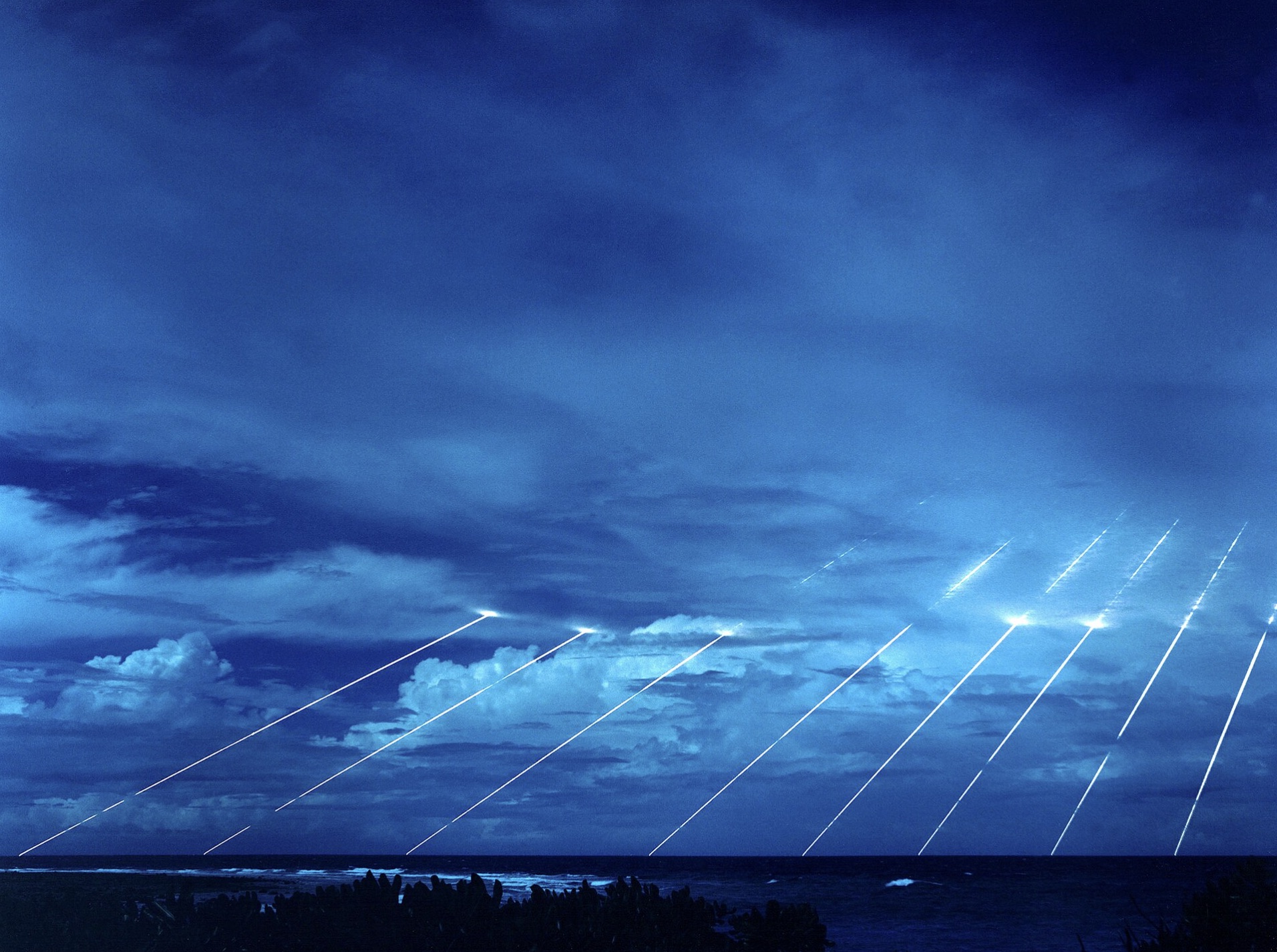 Ballistic missile testing at Kwajalein, one of the Marshall Islands 